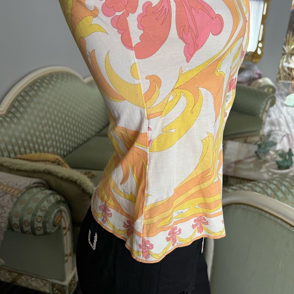 Authentic .Emilio Pucci sleeveless cotton Button Front Top, sz.S, excellent - Picture 6 of 11